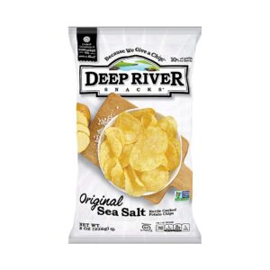 DEEP RIVER: Original Sea Salt Kettle Cooked Potato Chips, 8 oz