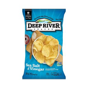 DEEP RIVER: Sea Salt And Vinegar Kettle Cooked Potato Chips, 8 oz