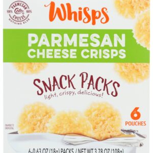 WHISPS: Parmesan Cheese Crisps 6 Count Box, 3.78 oz