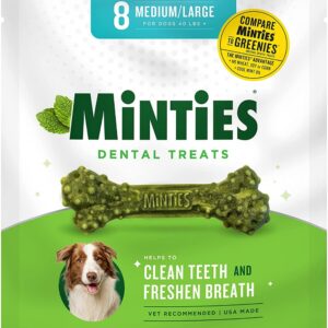 VETIQ: 8 Medium/Large Minties Dog Dental Treats, 6.4 oz