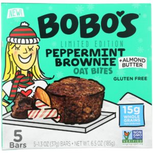 BOBOS OAT BARS: Peppermint Brownie Oat Bites 5ct, 6.5 oz