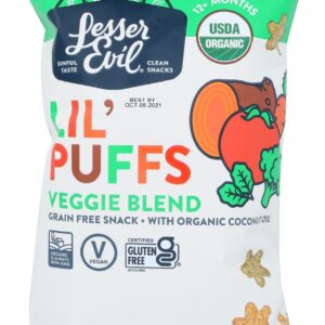 LESSER EVIL: Veggie Blend Lil Puffs, 2.5 oz
