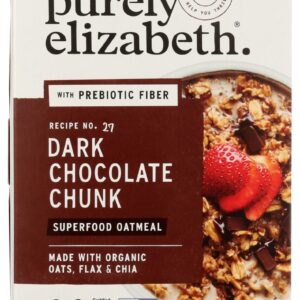 PURELY ELIZABETH: Dark Chocolate Chunk Superfood Oatmeal Multipack With Prebiotic Fiber, 9.12 oz