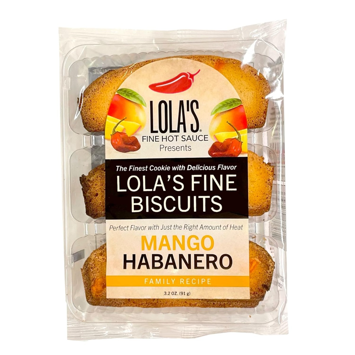 LOLAS FINE HOT SAUCE: Biscuit Mango Habanero, 3.2 oz