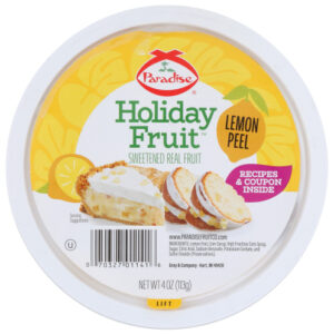 PARADISE: Candied Lemon Peel Diced, 4 oz