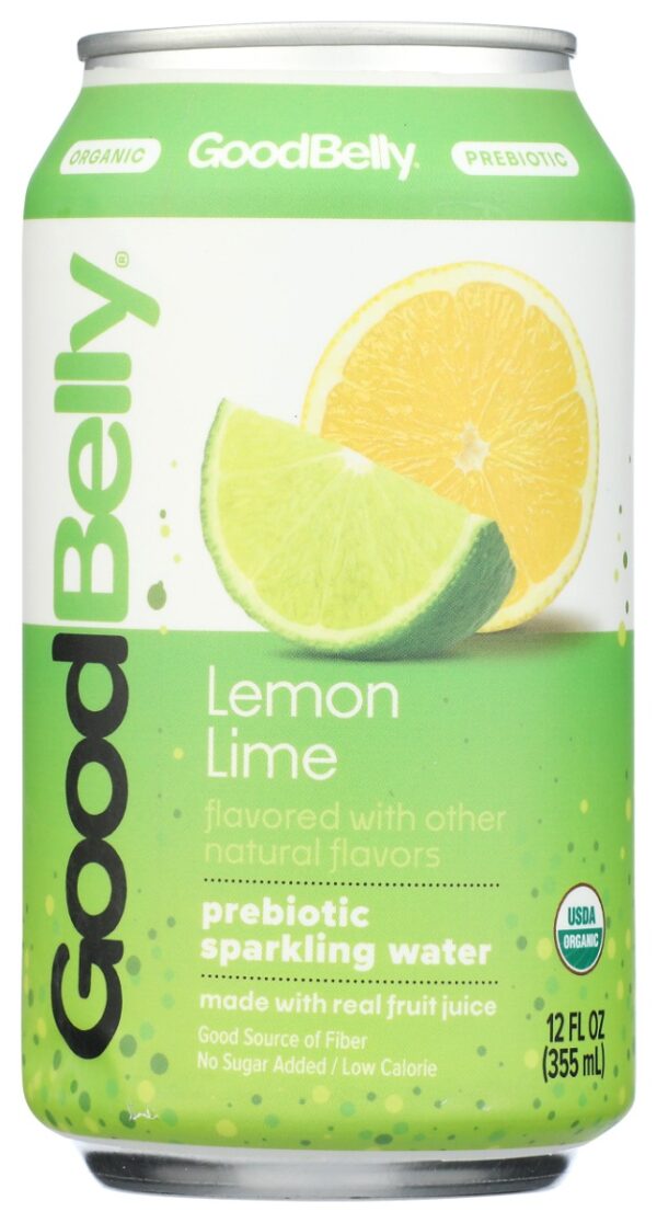 GOOD BELLY: Lemon Lime Prebiotic Sparkling Water, 12 fl oz