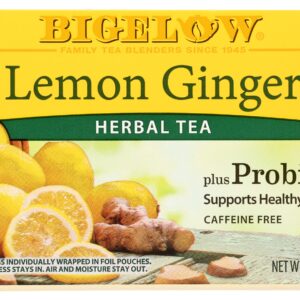 BIGELOW: Lemon Ginger Plus Probiotics Herbal Tea, 1.39 oz
