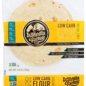 LA TORTILLA FACTORY: Low Carb Tortillas Flour Soft Taco Size, 11.8 oz