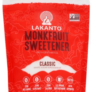 LAKANTO: Classic Monkfruit and Erythritol Sweetener White Sugar Replacement, 16 oz