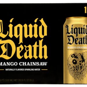 LIQUID DEATH: Mango Chainsaw Sparkling Water 12pk, 202.8 fo