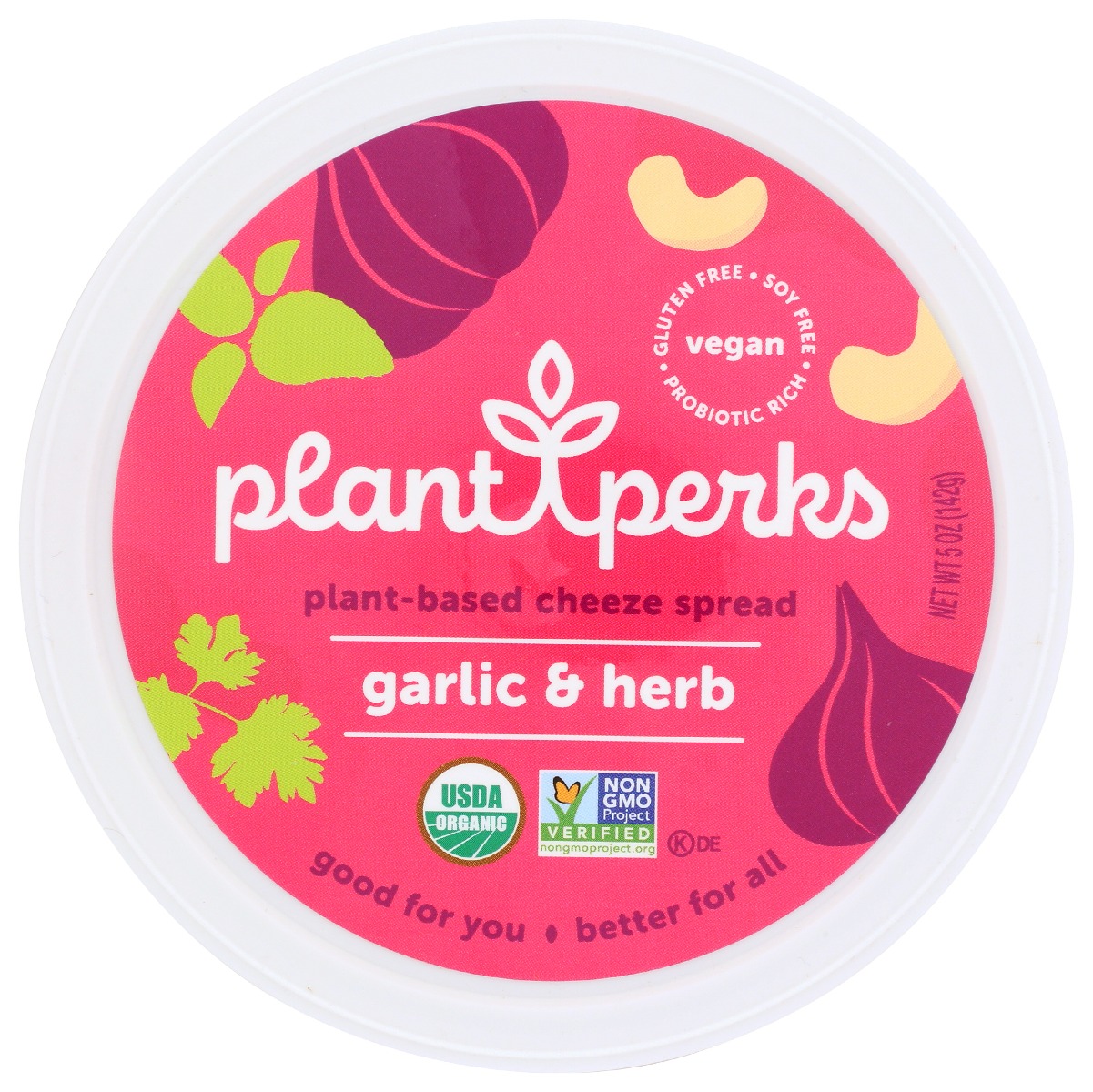 PLANT PERKS: Cheeze Spread Garlic Herb, 5 oz