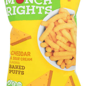 MUNCH RIGHTS: Cheddar Sour Cream Baked Puffs, 3 oz