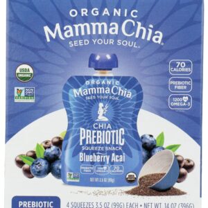 MAMMACHIA: Blueberry Acai Organic Chia Prebiotic Squeeze 4Pk, 14 oz