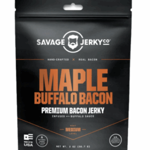 SAVAGE JERKY CO: Maple Buffalo Bacon Premium Bacon Jerky, 2 oz
