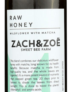 ZACH & ZOE SWEET BEE FARM: Wildflower Honey With Matcha, 8 oz