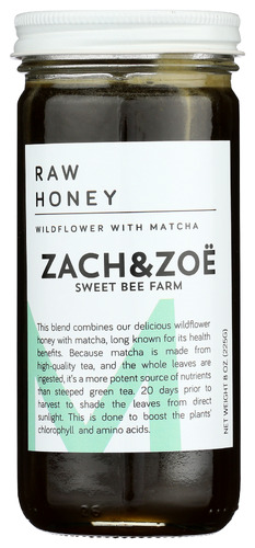 ZACH & ZOE SWEET BEE FARM: Wildflower Honey With Matcha, 8 oz