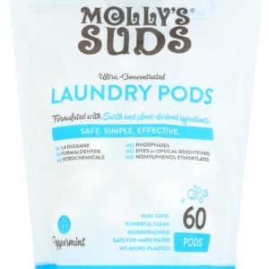 MOLLYS SUDS: Laundry Detergent Pods Peppermint 60Ct, 29.63 oz