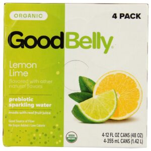 GOOD BELLY: Lemon Lime Prebiotic Sparkling Water 4Pk, 48 fl oz