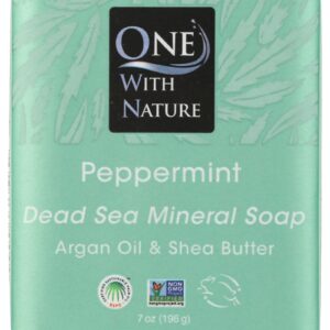 ONE WITH NATURE: Peppermint Soap with Dead Sea Minerals Argan Oil and Shea Butter Essential Oil, 7 oz