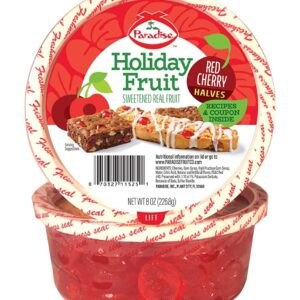 PARADISE: Candied Red Cherry Halves, 8 oz