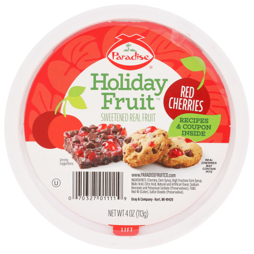 PARADISE: Candied Red Cherries, 4 oz