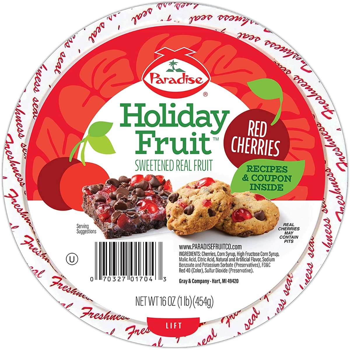 PARADISE: Candied Red Cherries, 16 oz