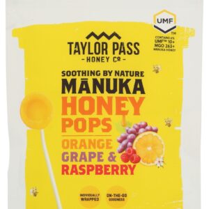 TAYLOR PASS HONEY: Manuka Honey Pops Orange Grape and Raspberry, 3.52 oz