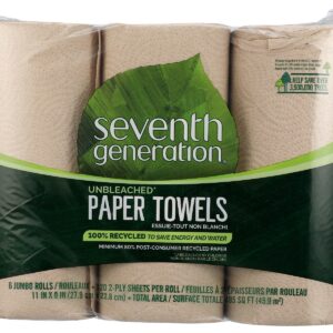 SEVENTH GENERATION: 100 Percent Recycled Paper Towels Unbleached 6Rolls 2Ply, 1 ea