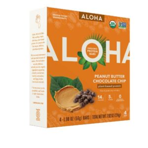 ALOHA: Peanut Butter Chocolate Chip Protein Bar 4Pack, 7.92 oz
