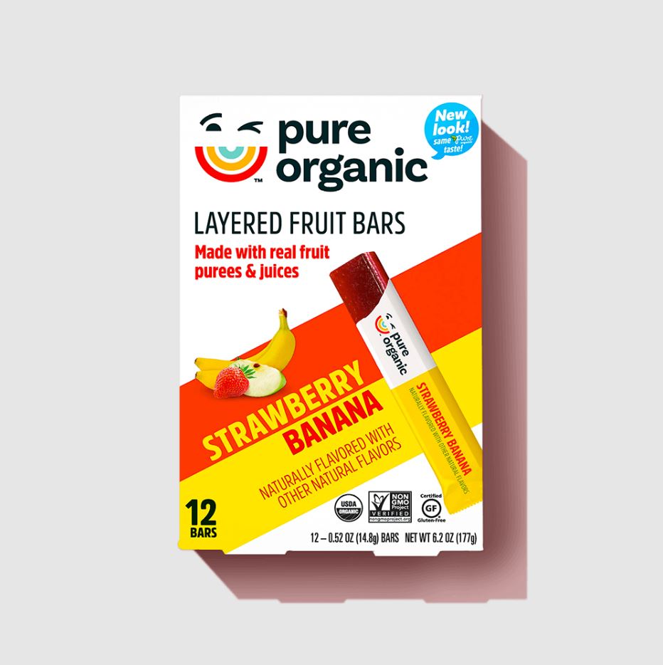 PURE ORGANIC: Strawberry Banana Fruit Bars, 6.2 oz