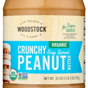WOODSTOCK: Organic Crunchy Easy Spread Peanut Butter, 35 oz