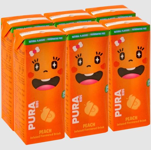 PURA KIDS: Peach Water 6 Count, 40.56 fo