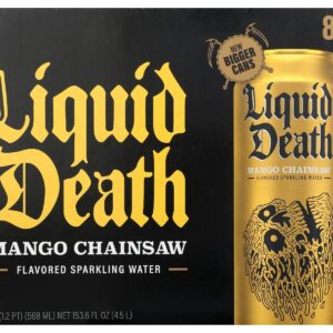 LIQUID DEATH: Mango Chainsaw Sparkling Water 8Pk, 153.6 fl oz