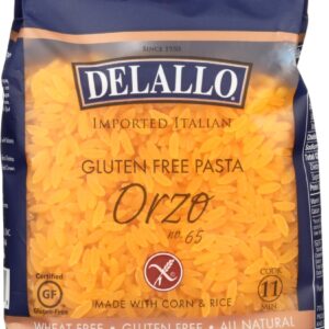 DELALLO: Gluten Free Orzo Corn and Rice Pasta, 12 oz
