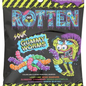 ROTTEN: Sour Gummy Worms Single Serve, 1.8 oz