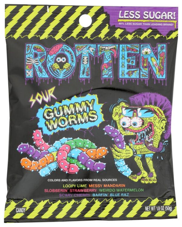 ROTTEN: Sour Gummy Worms Single Serve, 1.8 oz