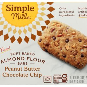 SIMPLE MILLS: Peanut Butter Chocolate Chip Soft Baked Bars, 5.99 oz