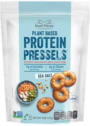 PRESSELS: Plant Based Protein Pretzels Sea Salt, 6 oz