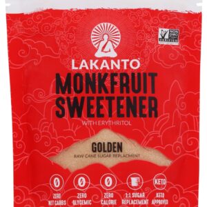 LAKANTO: Golden Monkfruit and Erythritol Sweetener Raw Cane Sugar Replacement, 8.29 oz