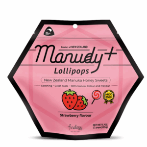MANUDY: Manuka Honey Sweets Lollipops Strawberry Flavour, 1 bg