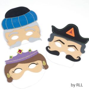 SHULSINGER: Purim Masks Esther Haman Mordechai, 0.1 oz