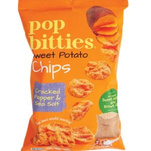 POP BITTIES: Sweet Potato Chips Cracked Pepper and Sea Salt, 3.5 oz