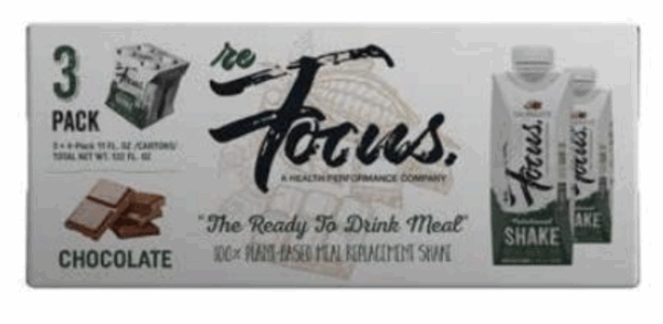 REFOCUS: Chocolate flavored plant-based protein meal replacement 4pk, 44 fl oz
