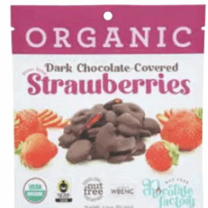 NUT FREE CHOCOLATE FACTORY: Dark Chocolate Covered Organic Strawberries, 2.3 oz