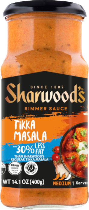 SHARWOODS: Reduced Fat Tikka Masala Simmer Sauce, 400 gm