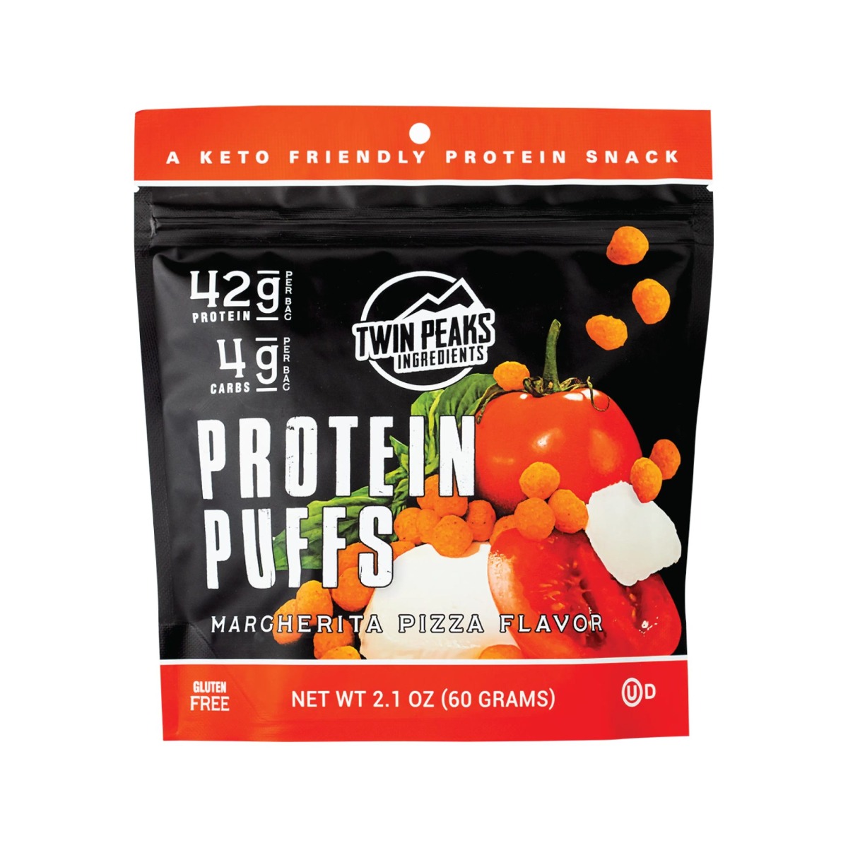 TWIN PEAKS INGREDIENTS: Protein Puffs Margherita Pizza, 2.1 oz