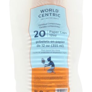 WORLD CENTRIC: Compostable Paper Cups 12oz, 20 pc