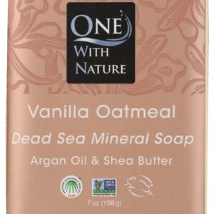 ONE WITH NATURE: Vanilla Oatmeal Soap with Dead Sea Minerals Argan Oil and Shea Butter, 7 oz