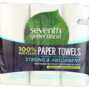 SEVENTH GENERATION: 100 Recycled Paper Towels 6 Rolls Unbleached, 1 ea