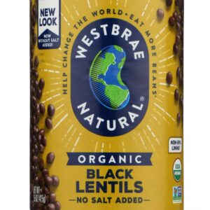 WESTBRAE: Organic Black Lentils No Salt Added, 15 oz